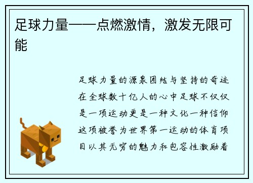 足球力量——点燃激情，激发无限可能